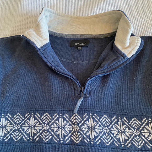 Vintage Y2K 90s Blue 100% cotton quarter zip knit sweater. Size L. - Picture 11 of 12